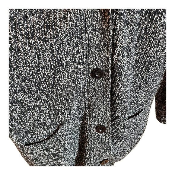 Woman Within 1X 22/24 Navy W/ Ivory Long Sleeve Button Up Cardigan Sweater - Picture 8 of 8